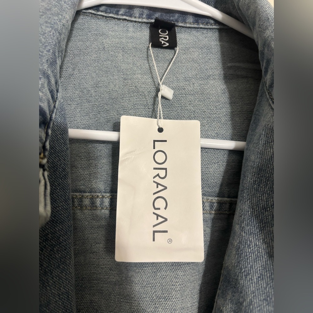Loragal Blue Denim Jean Jacket Size L - Picture 2 of 11